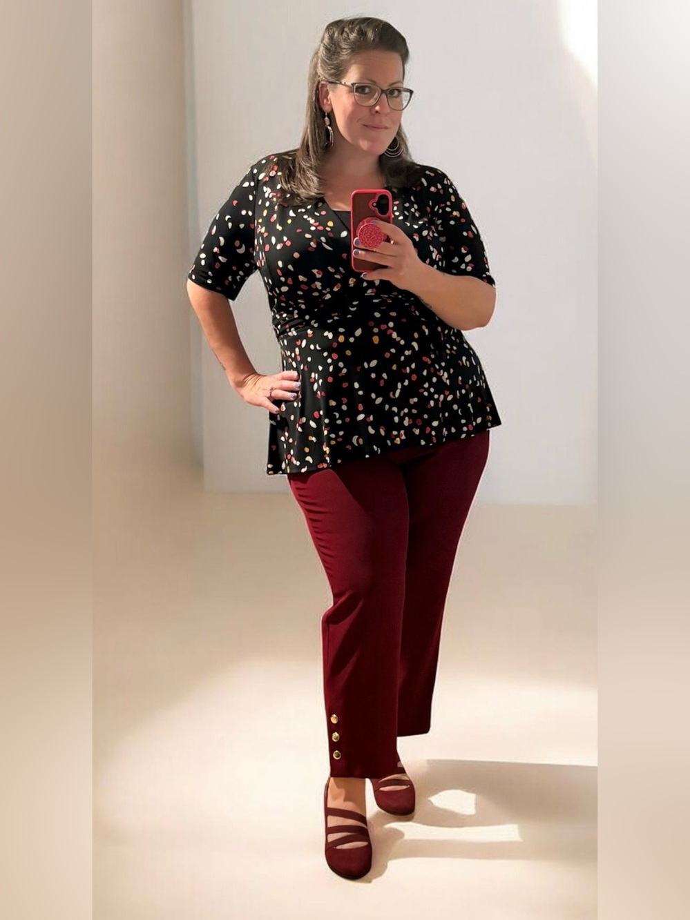 Lane Bryant Polka Dot Tie Back Blouse